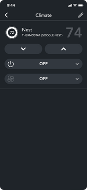Thermostat Control from brilliant mobile app