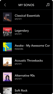 Playlist screen on brilliant home control