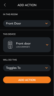 add action screen on brilliant smart control