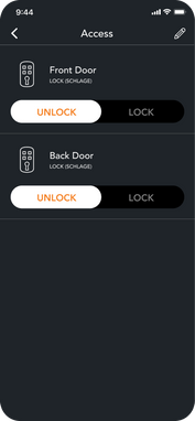 Front door screen on brilliant mobile app