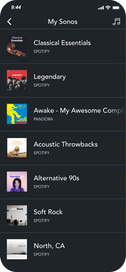 Playlist screen on brilliant mobile app