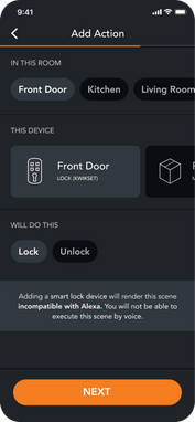 add action screen on brilliant mobile app