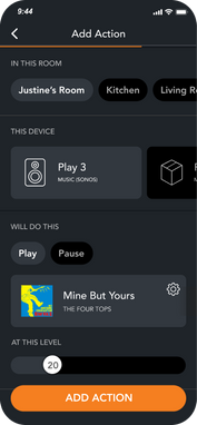Add action screen on brilliant mobile app