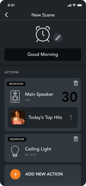 Add your favorite audio content to home automation scenes with brilliant mobile app