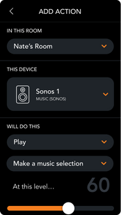 Add action screen on brilliant home control