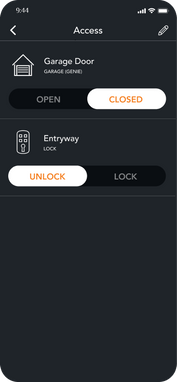 Control garage from brilliant mobile app