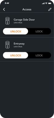 Entrance screen on brilliant mobile app
