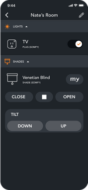 Somfy Smart Plugs from brilliant mobile app