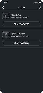 Access panel on mobile app